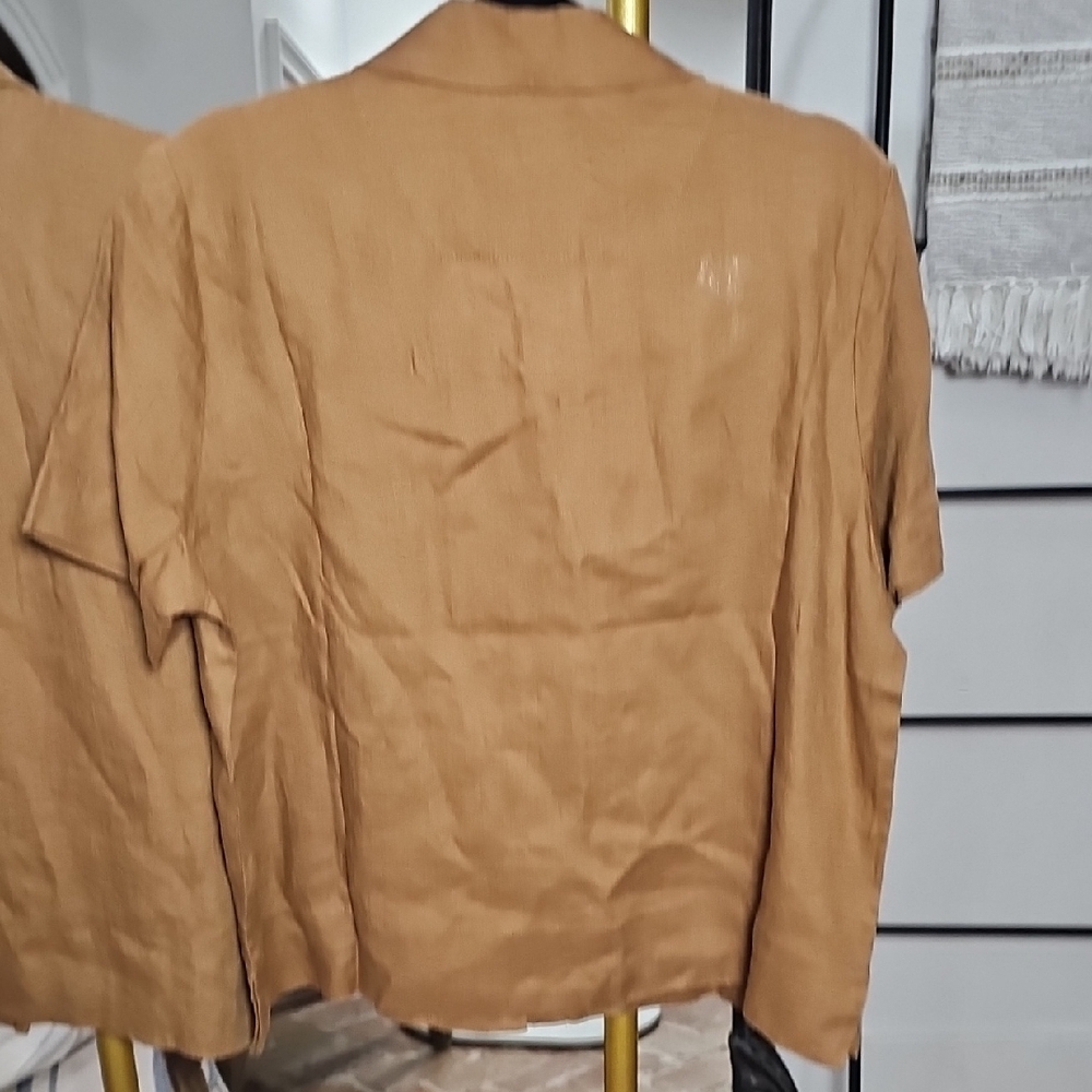 2 For 1 Quince Linen Cropped Button-Front Top – Camel | Sizes M | NWT - Picture 5 of 8